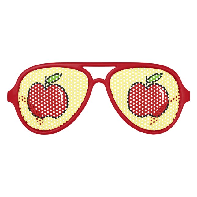 Graciosa manzana roja fruta fiesta sombras gafas d (Anverso)