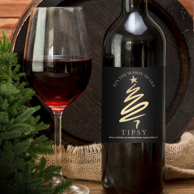 Graciosa Moda Etiqueta de vino de Navidades negros (Subido por el creador)
