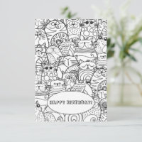 Graciosa multitud de gatos Zen Doodle con tarjeta