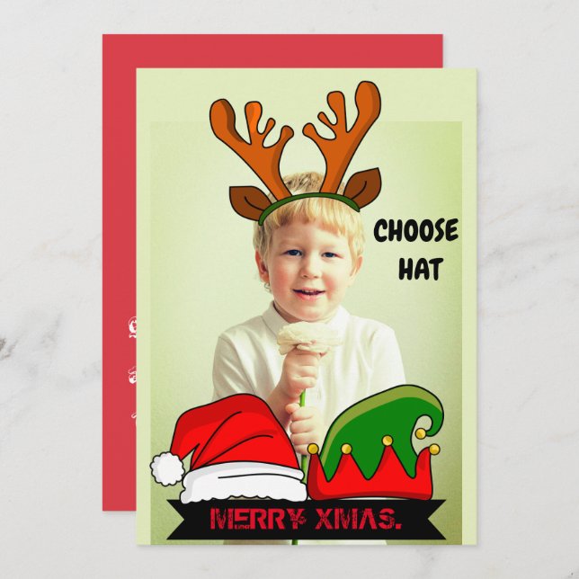 Graciosa personalizado Navidad. Invitación a gorra (Anverso / Reverso)