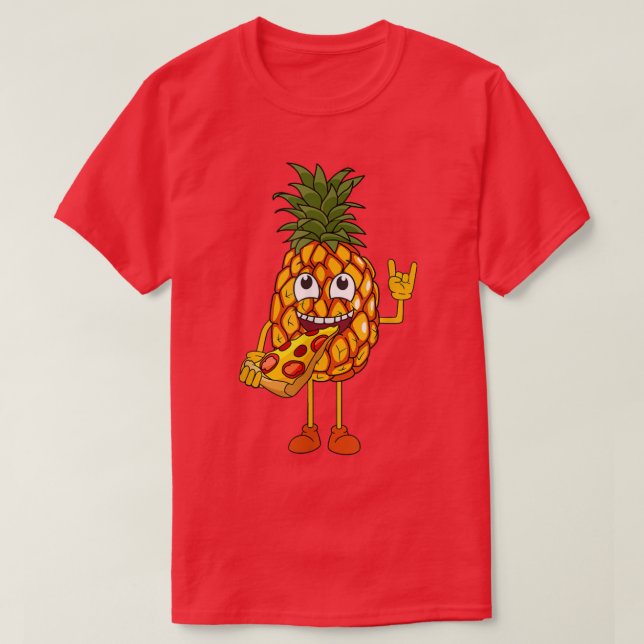 Graciosa piña comiendo pizza camiseta (Diseño del anverso)