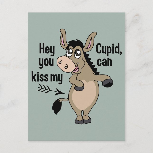 Graciosa postal anti-San Valentín de burro (Anverso)
