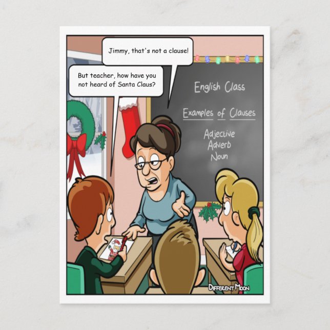 Graciosa postal de Navidades de Santa Claus Pun (Anverso)