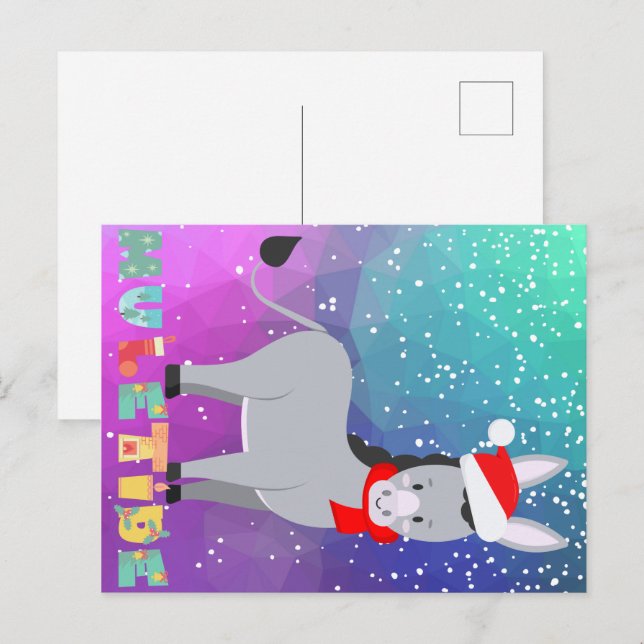 Graciosa postal de Navidades Muletide (Anverso / Reverso)