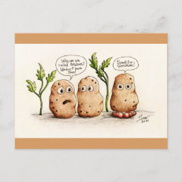 Graciosa postal de patatas de un bollo