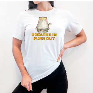 Graciosa Respiración De Gato En La Camiseta De Yog