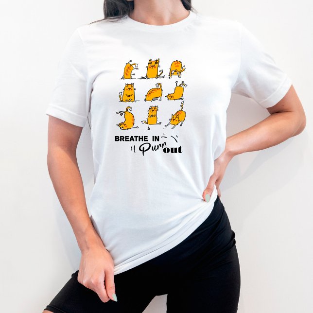 Graciosa Respiración De Yoga Gato En Camiseta (Subido por el creador)