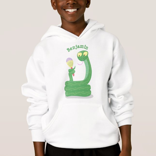 Graciosa serpiente verde con maraca personalizado (Anverso)
