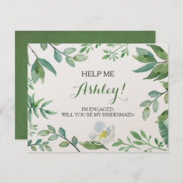 Graciosa tarjeta BRIDESMAID PROPOSAL, verde
