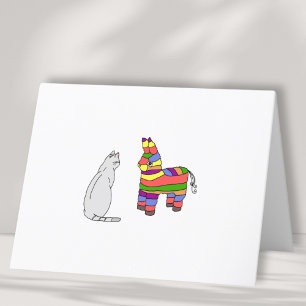 Graciosa tarjeta Cat y Pinata Blank