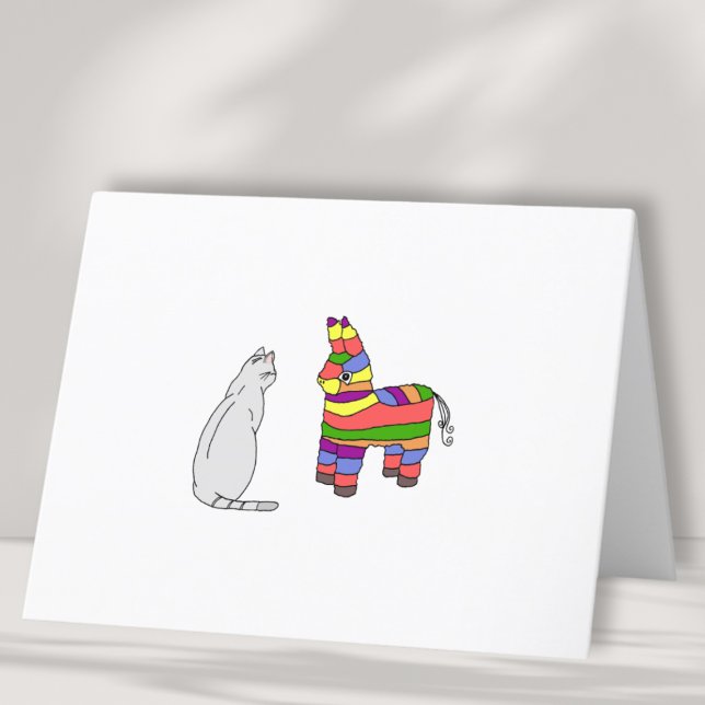 Graciosa tarjeta Cat y Pinata Blank (Subido por el creador)