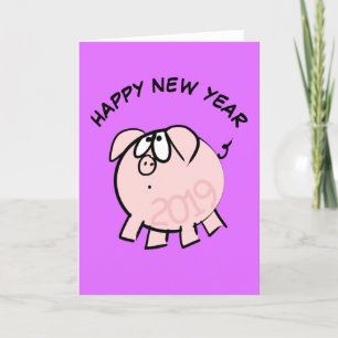 Graciosa tarjeta de 2019 para el año del cerdo Ilu