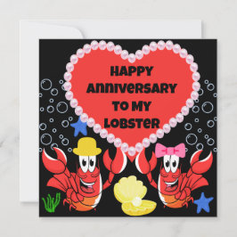 Graciosa tarjeta de aniversario de langosta para é
