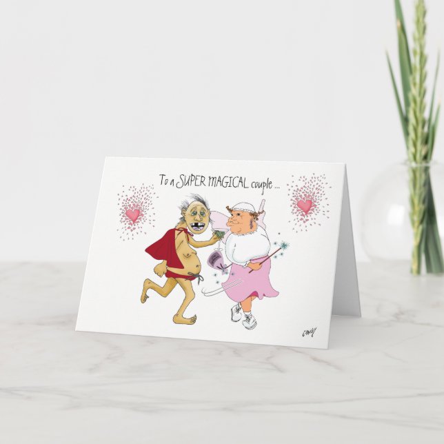 Graciosa tarjeta de aniversario para una pareja. (Anverso)