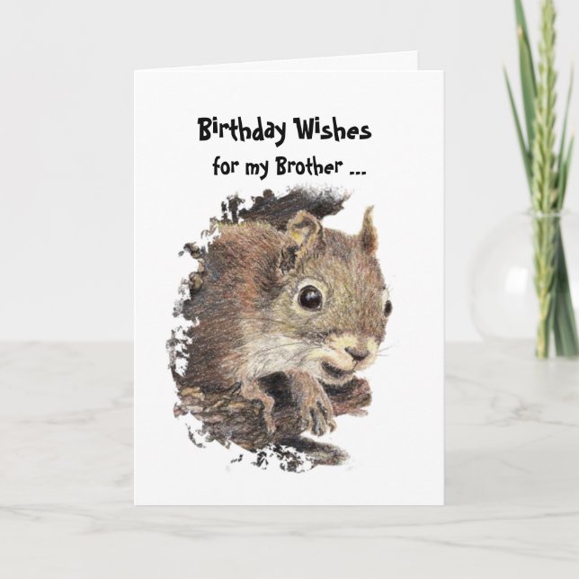 Graciosa tarjeta de ardilla de cumpleaños de herma (Anverso)