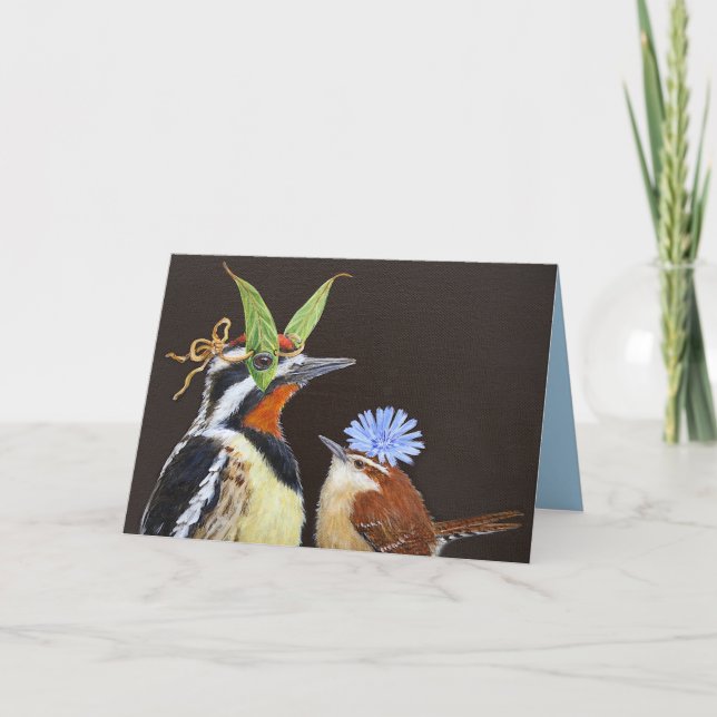 Graciosa tarjeta de ave con sucker (Anverso)