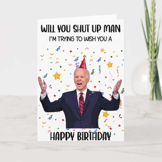 Graciosa tarjeta de bienvenida de cumpleaños Biden (Anverso)