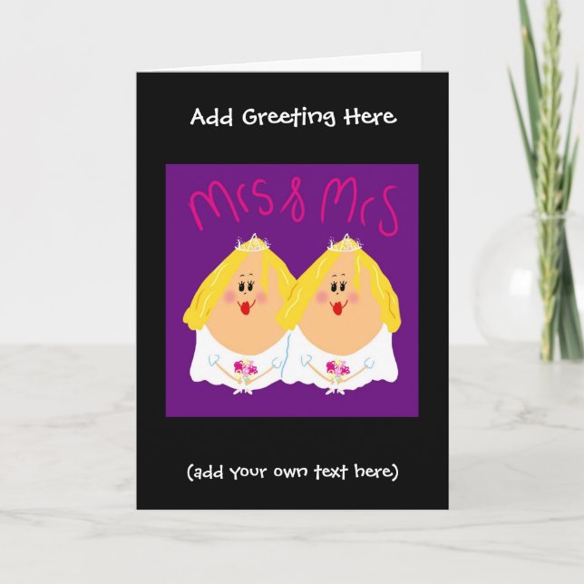Graciosa tarjeta de boda de la Sra. Lesbian - eggh (Anverso)