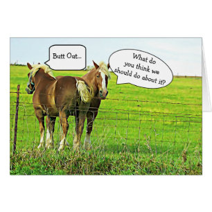 Graciosa tarjeta de caballos "Mind your own Busine