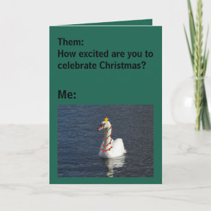 Graciosa tarjeta de cisnes navideños navideños