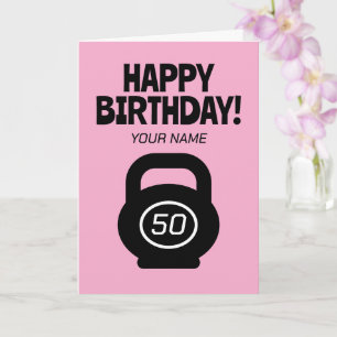 Graciosa tarjeta de cumpleaños 50 para chica en fo