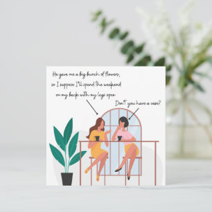 Graciosa tarjeta de cumpleaños Amistad con mujer a