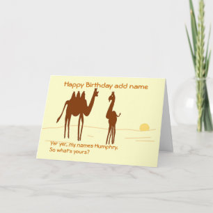 Graciosa tarjeta de cumpleaños Camel añadir nombre