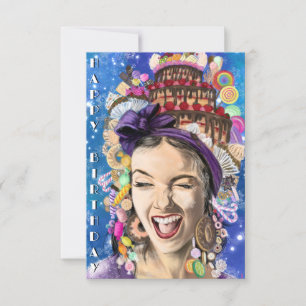 Graciosa tarjeta de cumpleaños con feliz juguetona