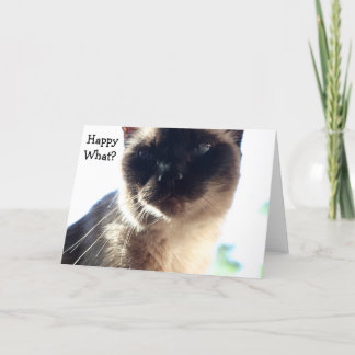 Graciosa tarjeta de cumpleaños con un gato: ¿Feliz