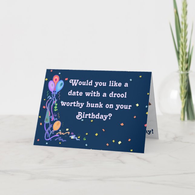 Graciosa tarjeta de cumpleaños "Date" con Hunky Ba (Anverso)