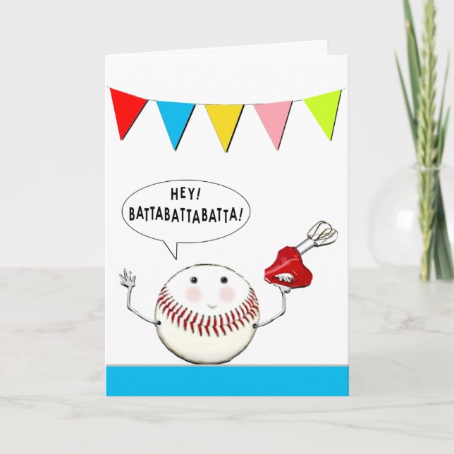 Graciosa tarjeta de cumpleaños de béisbol (Anverso)