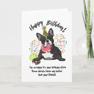 Graciosa tarjeta de cumpleaños de Bulldog francés