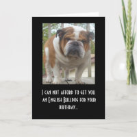 Graciosa tarjeta de cumpleaños de Bulldog inglés