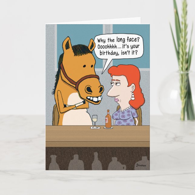 Graciosa tarjeta de cumpleaños de caballo de larga (Anverso)