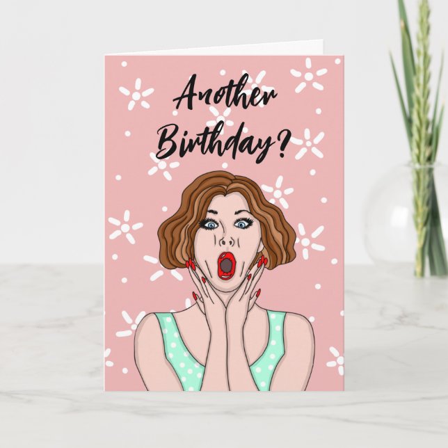 Graciosa tarjeta de cumpleaños de dama retro (Anverso)