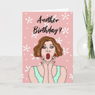 Graciosa tarjeta de cumpleaños de dama retro