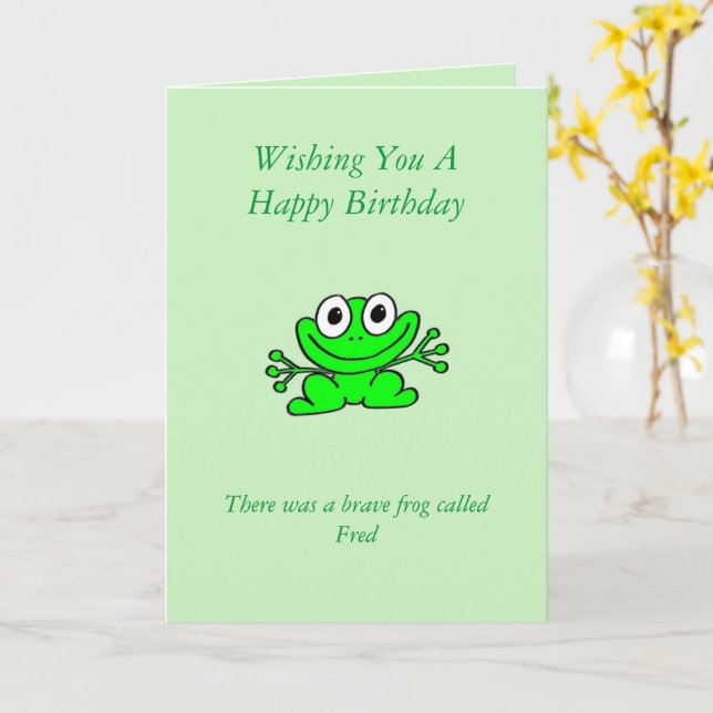Graciosa tarjeta de cumpleaños de Frog (flor amarilla)