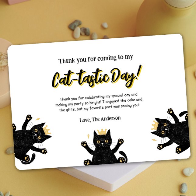 Graciosa tarjeta de cumpleaños de gato negro (Funny Black Cat Birthday Thank You Card)