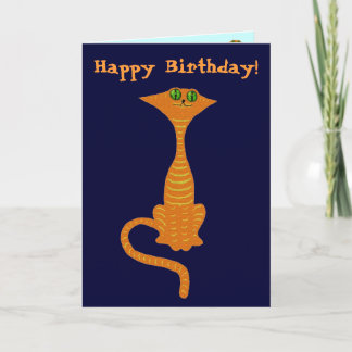 Graciosa tarjeta de cumpleaños de gato rojo