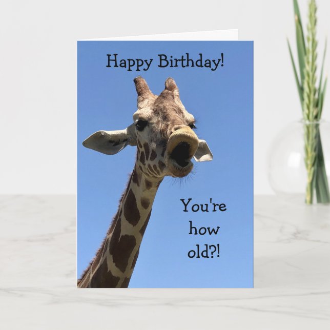 Graciosa tarjeta de cumpleaños de Giraffe Personal (Anverso)