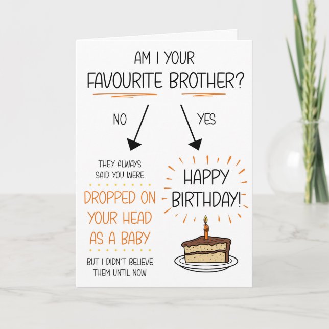 Graciosa tarjeta de cumpleaños de Hermano Favorito (Anverso)