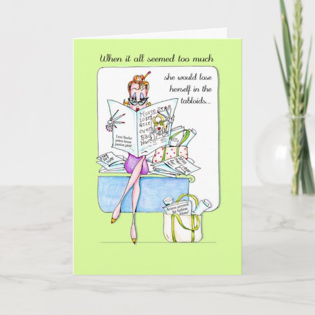 Graciosa tarjeta de cumpleaños de humor de mujer - (Anverso)