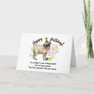 Graciosa tarjeta de cumpleaños de Mascota pug