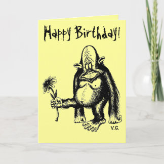 Graciosa tarjeta de cumpleaños de mono