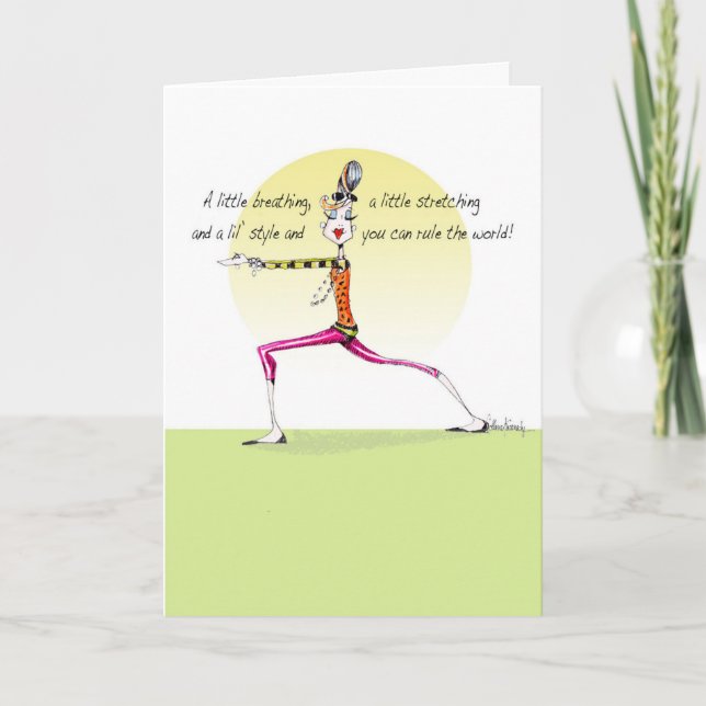 Graciosa tarjeta de cumpleaños de mujer Yoga Pose (Anverso)