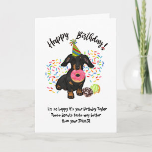 Graciosa tarjeta de cumpleaños de perro Dachshund 