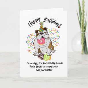 Graciosa tarjeta de cumpleaños de perro de Bulldog
