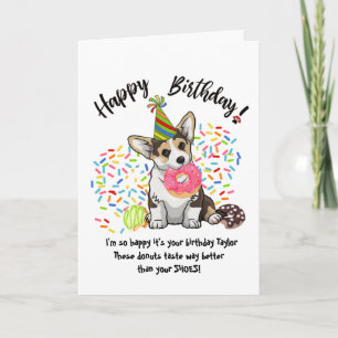 Graciosa tarjeta de cumpleaños de perro de Corgi