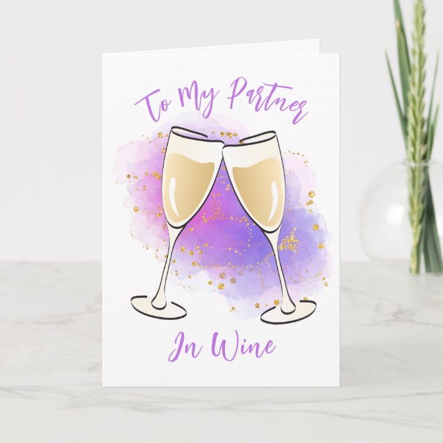 Graciosa tarjeta de cumpleaños de vino para ella (Anverso)