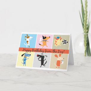 Graciosa tarjeta de cumpleaños del perro